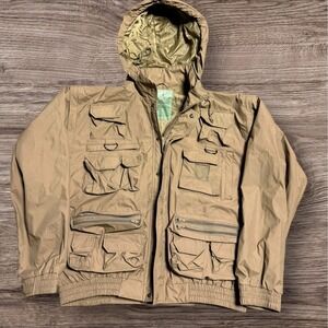 Vintage Military Utility Field Jacket Army Fisherman Men's 2XL Pockets Coat Tan